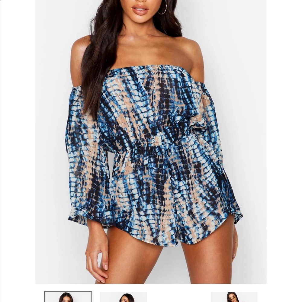 Tye dye beach shoulder less romper